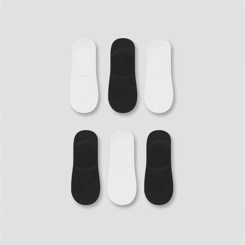 Hanes Performance Women's Extended Size Lightweight 6pk Liner Athletic Socks - Black/White 8-12