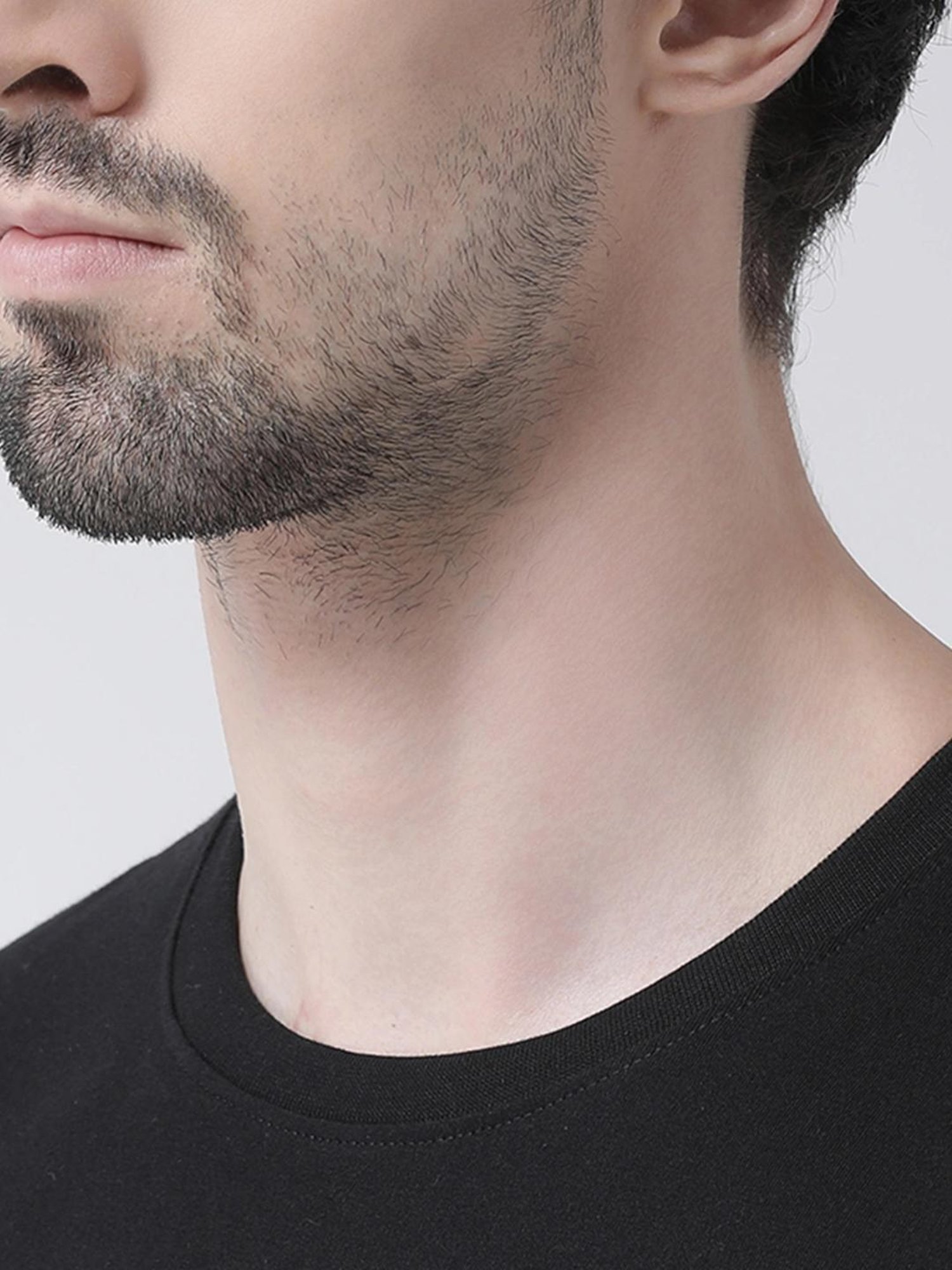 Friskers Black Cotton Slim Fit Printed T-Shirt