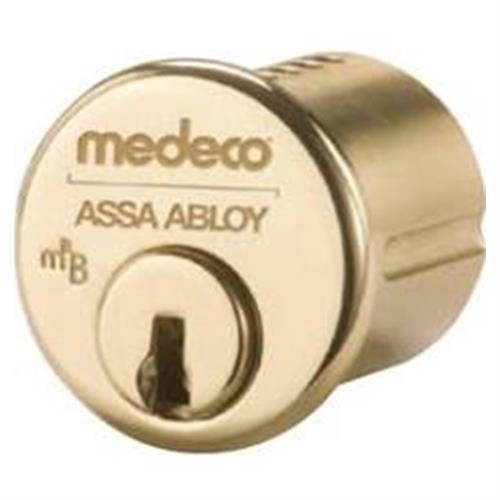 Medeco 10-0500-605-DK Bright Brass Replacement 1-1/4" Solid Brass Mortise Cylinder With Yale Standard Cam, High Security M3 Gotham Keyway
