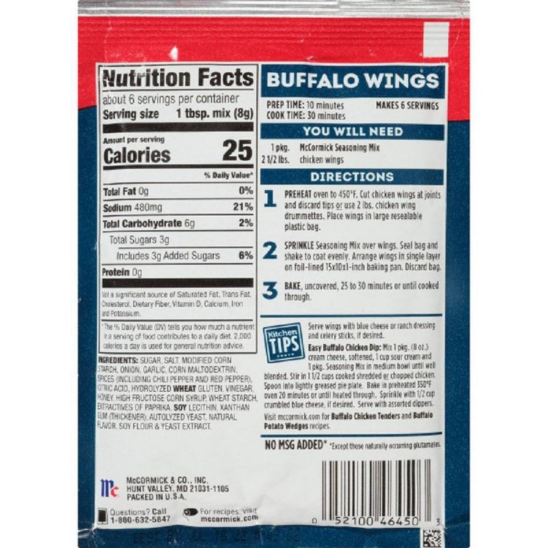 McCormick Original Buffalo Wings Seasoning Mix - 1.6oz