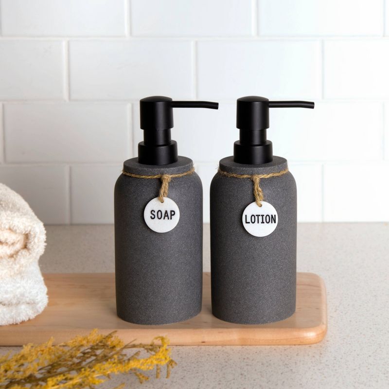2pc Eton Lotion Pump Set Dark Gray - Allure Home Creations