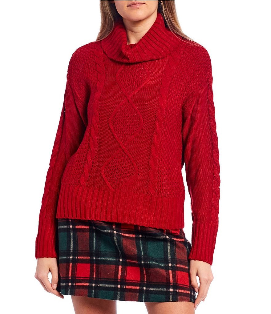 Copper Key Cable Knit Turtleneck Sweater