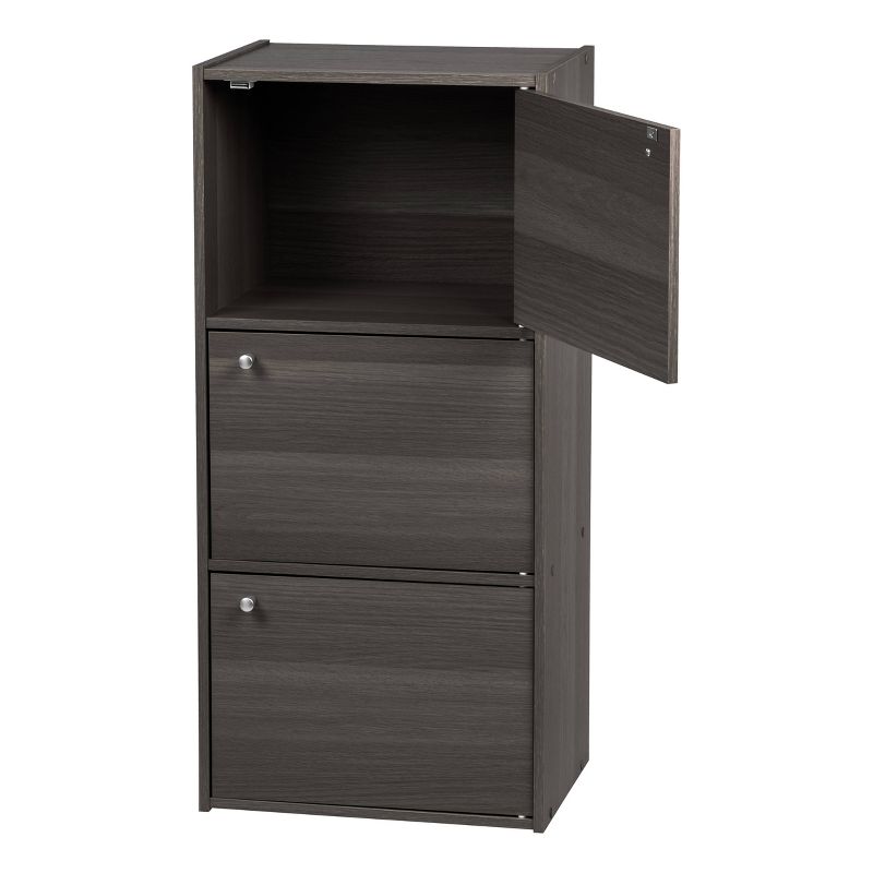 IRIS 3 Door Wood Storage Shelf Gray