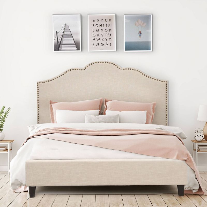 Andrea Upholstered Platform Bed Full Cream - Abbyson Living