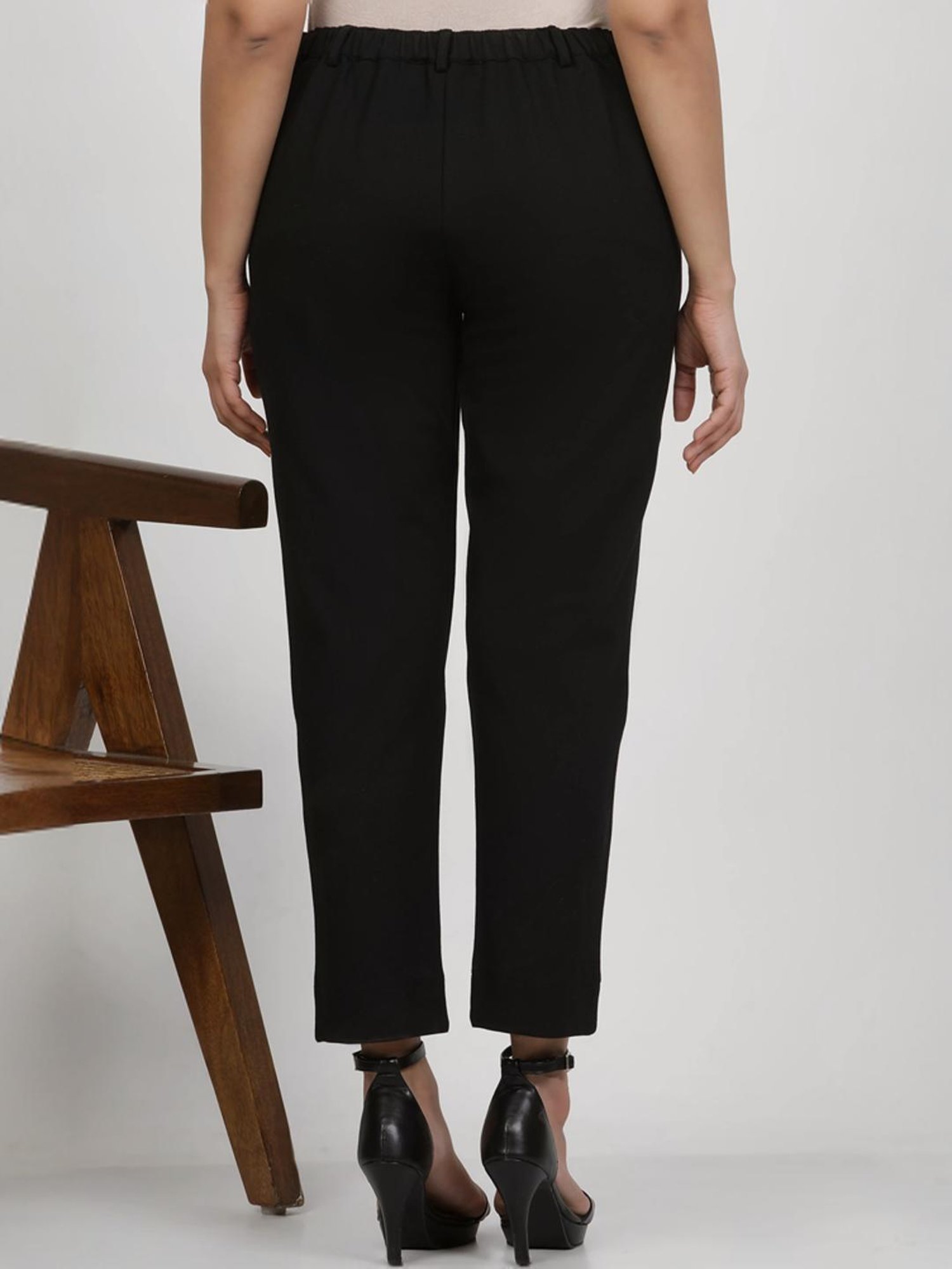 W Black Mid Rise Slim Pants