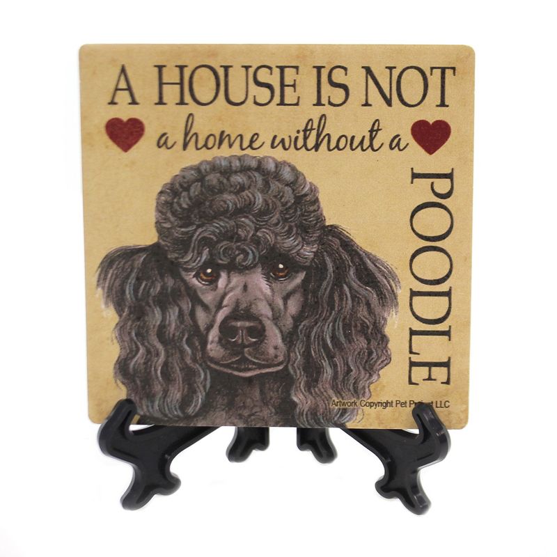 Animal 4.0" Poodle - House. Stone Coaster Easel Sjt Enterprises  -  Coasters