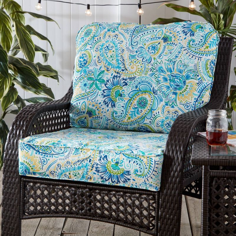 2pc Baltic Paisley Outdoor Deep Seat Cushion Set - Kensington Garden