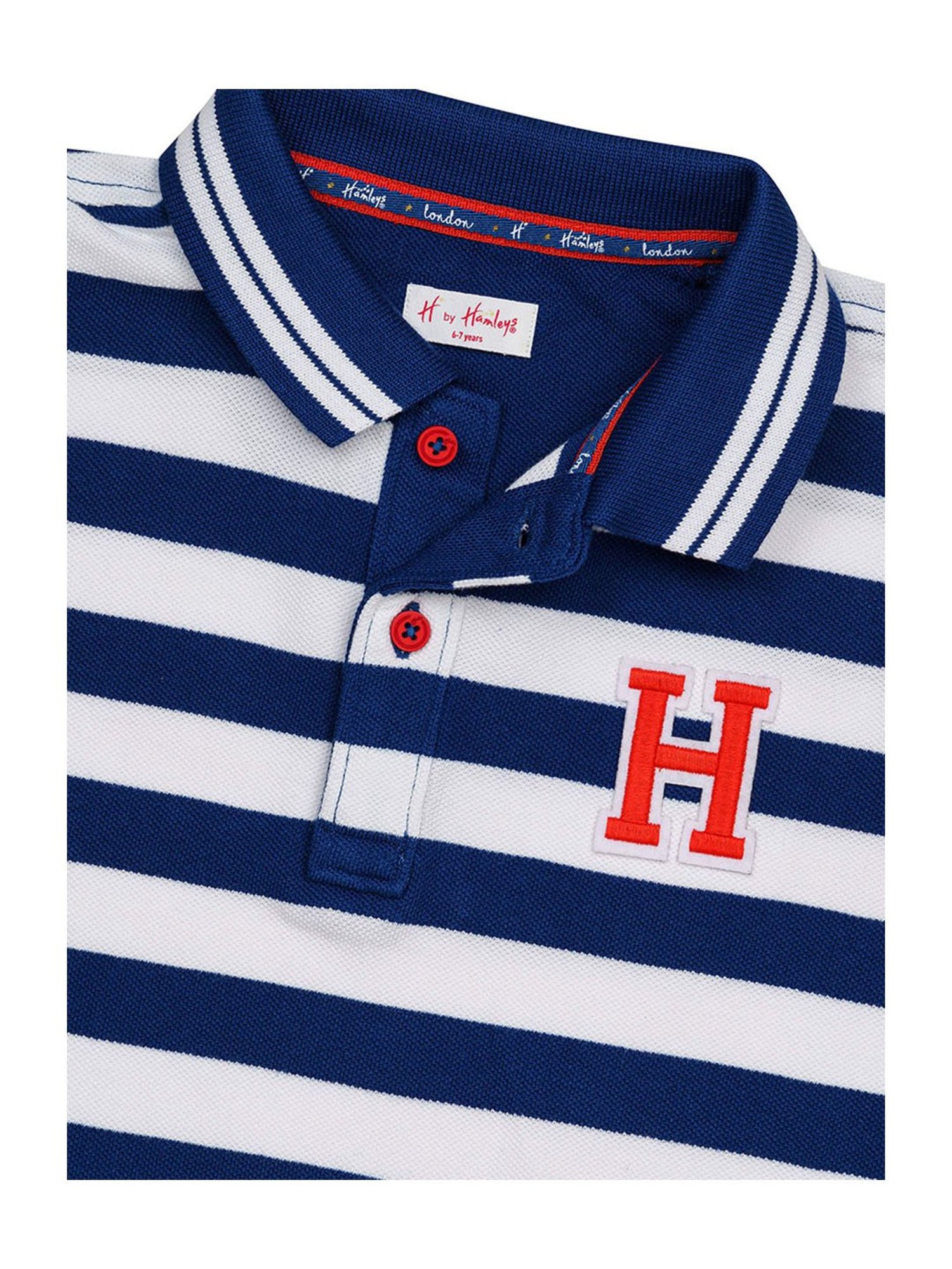 H by Hamleys Boys Navy Striped Polo T-Shirt