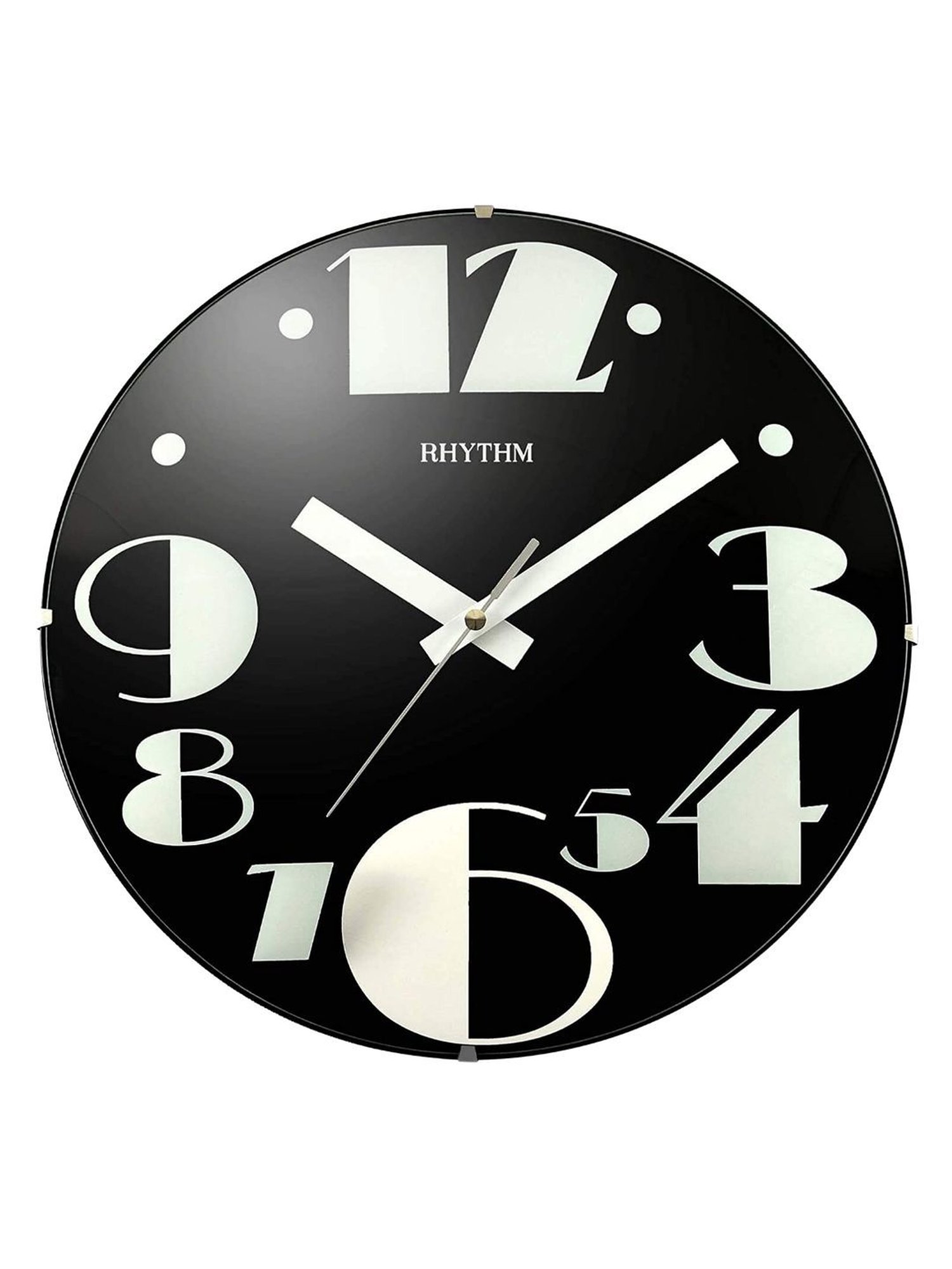 RHYTHM Round Black Plastic Wall Clock