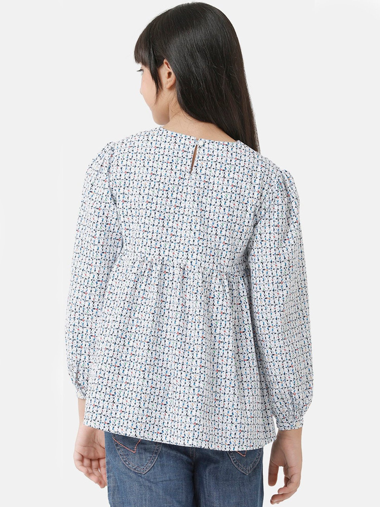 Under Fourteen Only Kids Blue Printed Full Sleeves Top