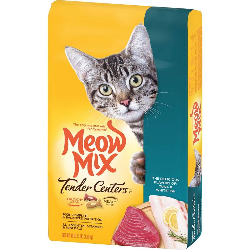 Meow Mix Tender Centers with Flavors of Tuna & Whitefish Adult Complete & Balanced Dry Cat Food - 3lbs