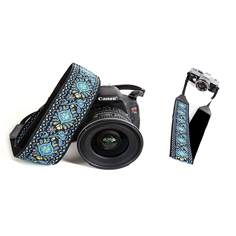 Woven Vintage Camera Strap for All DSLR Camera. Embroidered Elegant Universal Neck & Shoulder Strap, Floral Pattern Stocking Stuffer for Men & Women Photographers