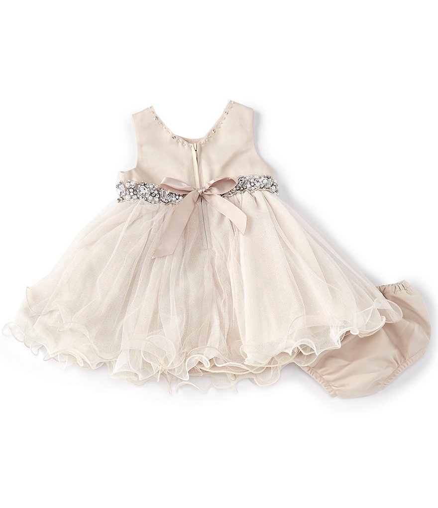 Chantilly Place Baby Girls 3-24 Months Satin/Mesh Wire-Hem Fit-And-Flare Dress