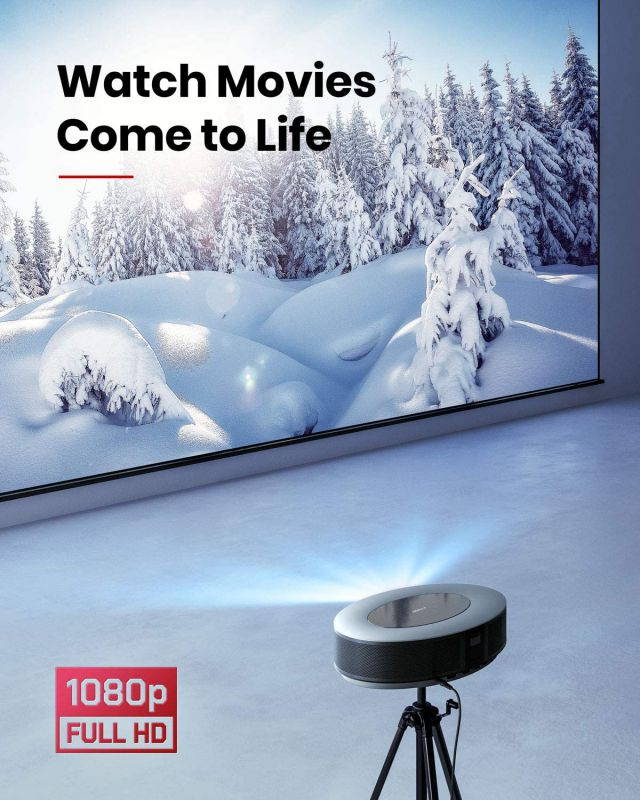 Anker Nebula Cosmos Full HD 1080p Home Entertainment Projector, 1080p Video Projector,900 ANSI Lumens, Android TV 9.0, Digital Zoom, HLG, HDR10,(Onyx Black)