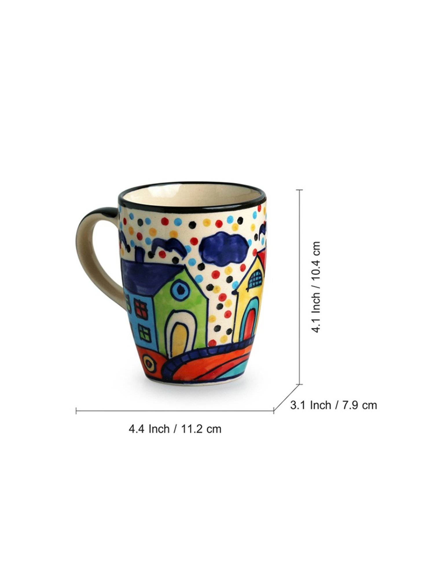 ExclusiveLane Hand-painted Multicolor Ceramic Coffee Mugs - Set of 6 (270ml)
