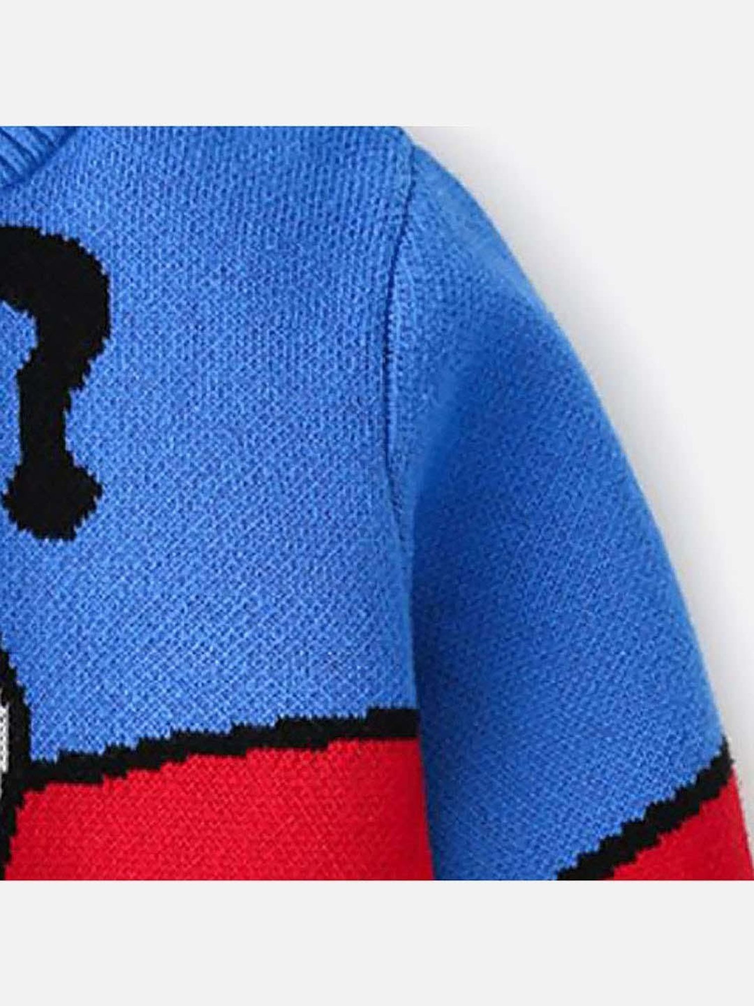 Little Surprise Box Kids Blue & Red Printed Full Sleeves Sweater