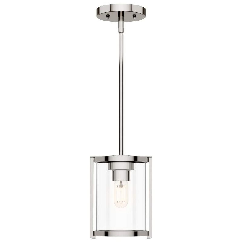 Hunter Fan Company 19004 Astwood 1 Bulb Timeless Art Deco Style Mini Hanging Pendant Light Fixture with Polished Nickel Finish