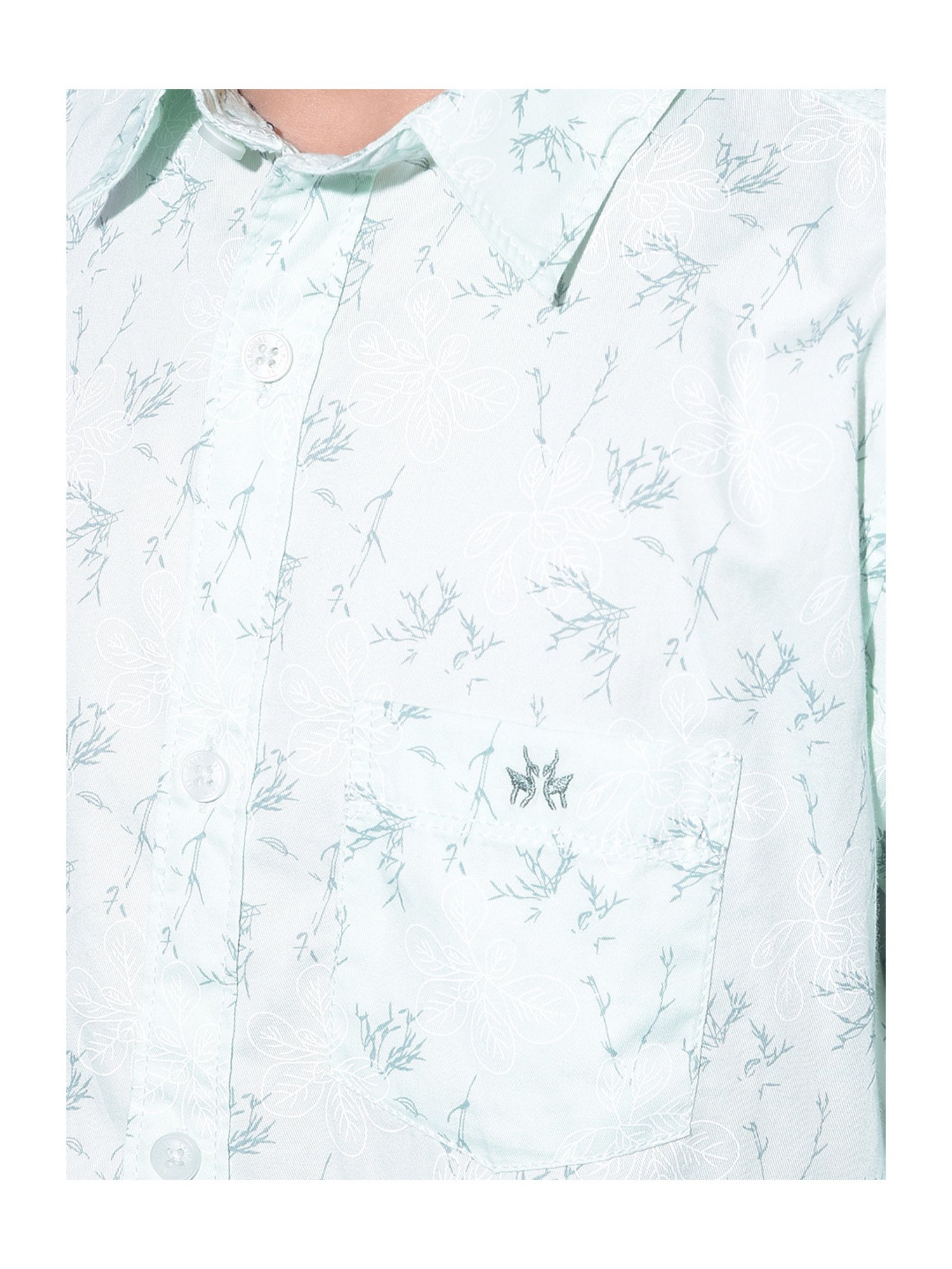 Crimsoune Club Kids Mint Green Printed Full Sleeves Shirt