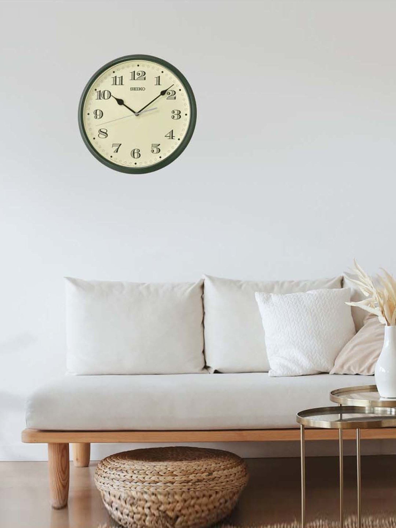 Seiko Green Plastic Classic Round Analog English Numbers Wall Clock