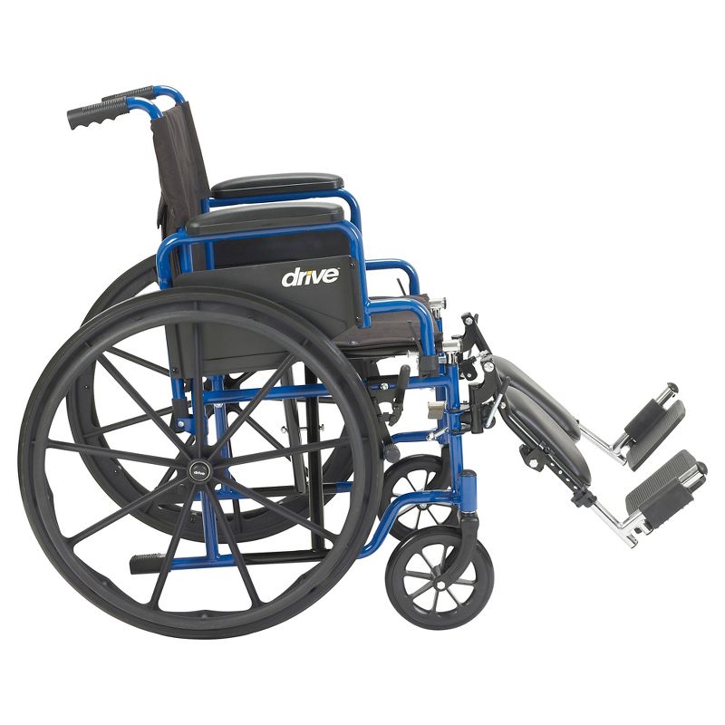 Drive Medical Blue Streak Wheelchair with Flip Back Desk Arms, Elevating Leg Rests, 20" Seat