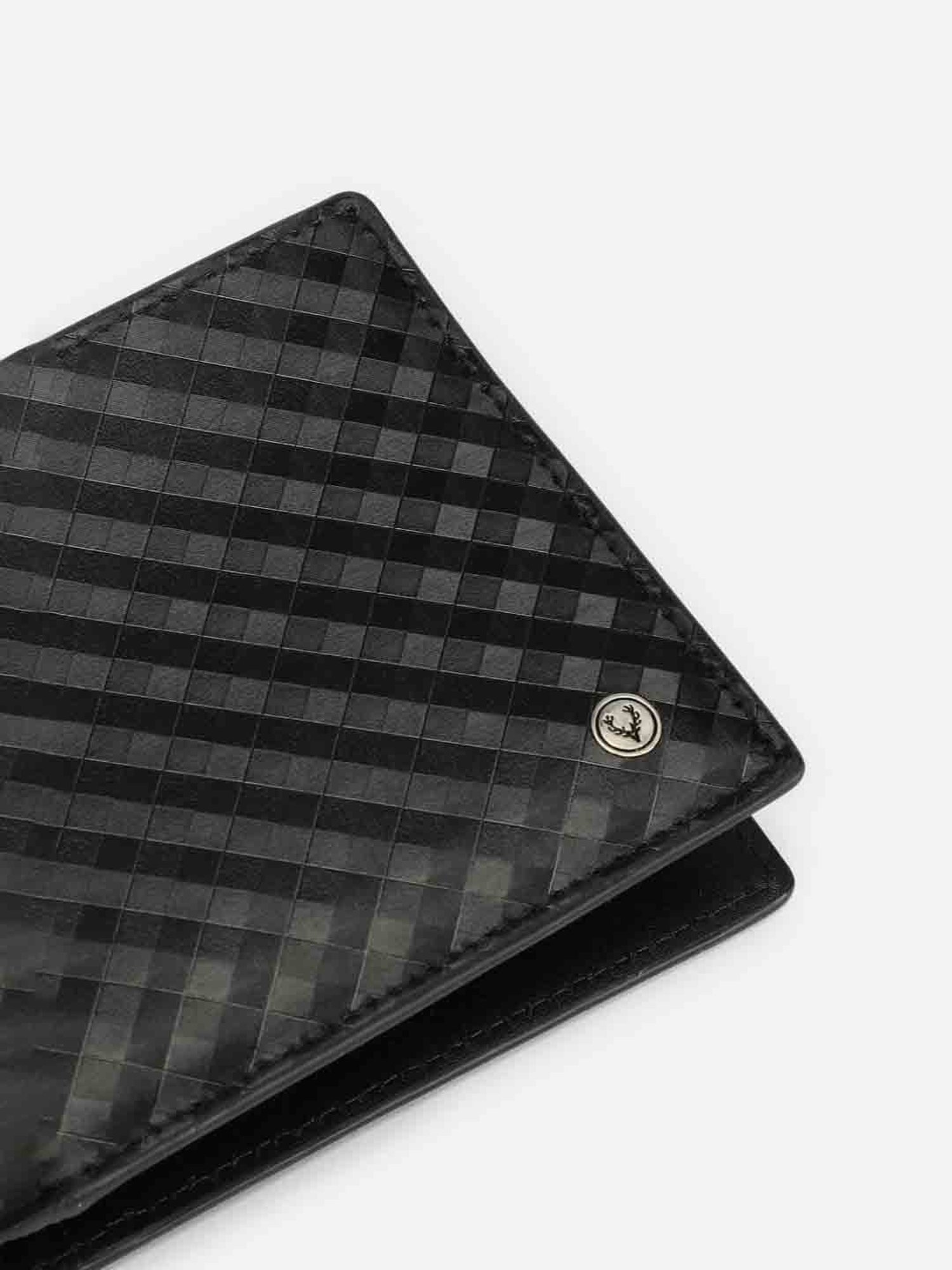 Allen Solly Black Geometric Leather Bi-Fold Wallet for Men