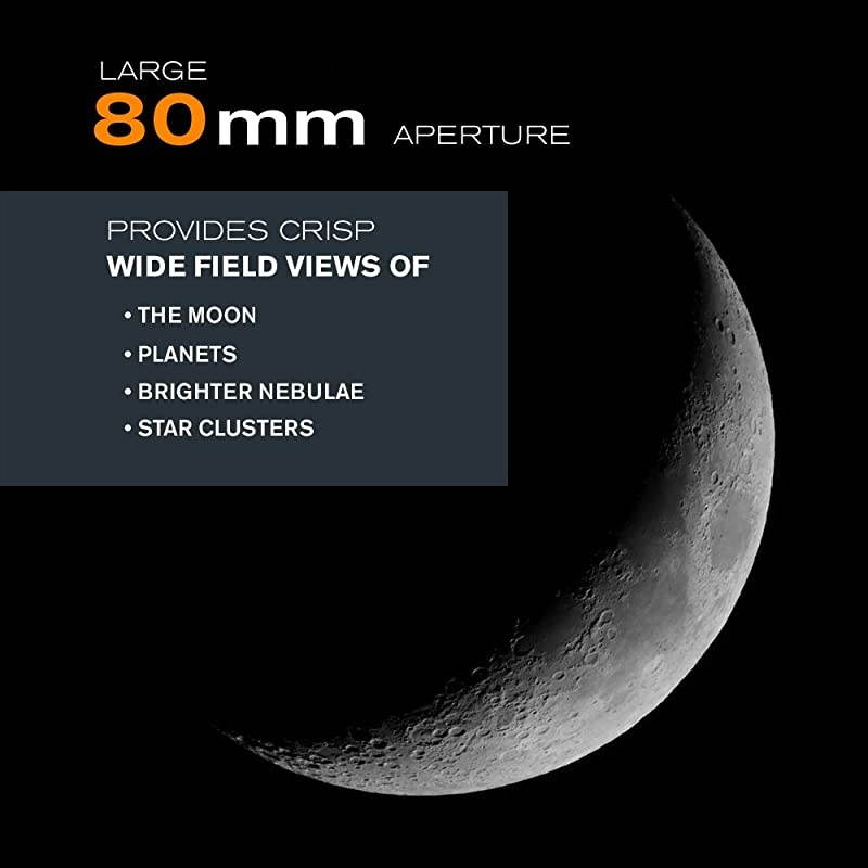 PowerSeeker 80AZS Telescope - Manual Alt-Azimuth Telescope for Beginners - Compact and Portable - BONUS Astronomy Software Package - 80mm Aperture