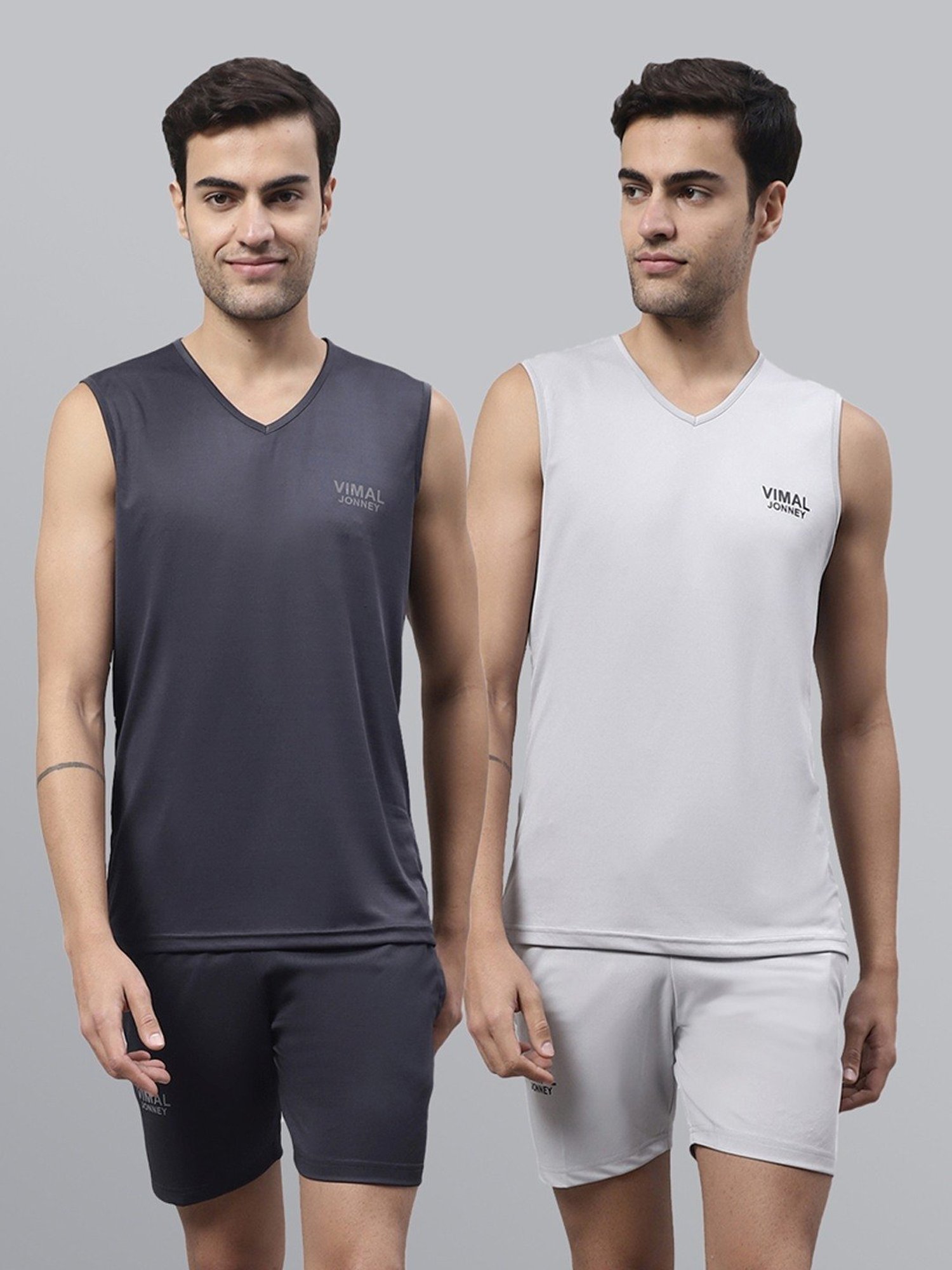 Vimal Jonney Black & Grey Regular Fit Co-Ord Set Pack Of 2