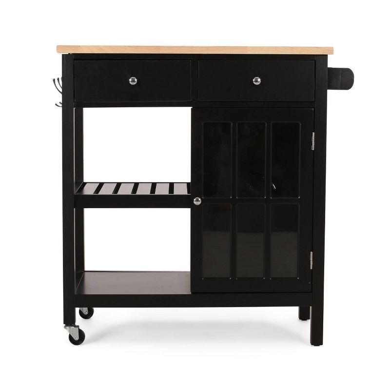 Byway Contemporary Kitchen Cart with Wheels Black/Natural - Christopher Knight Home
