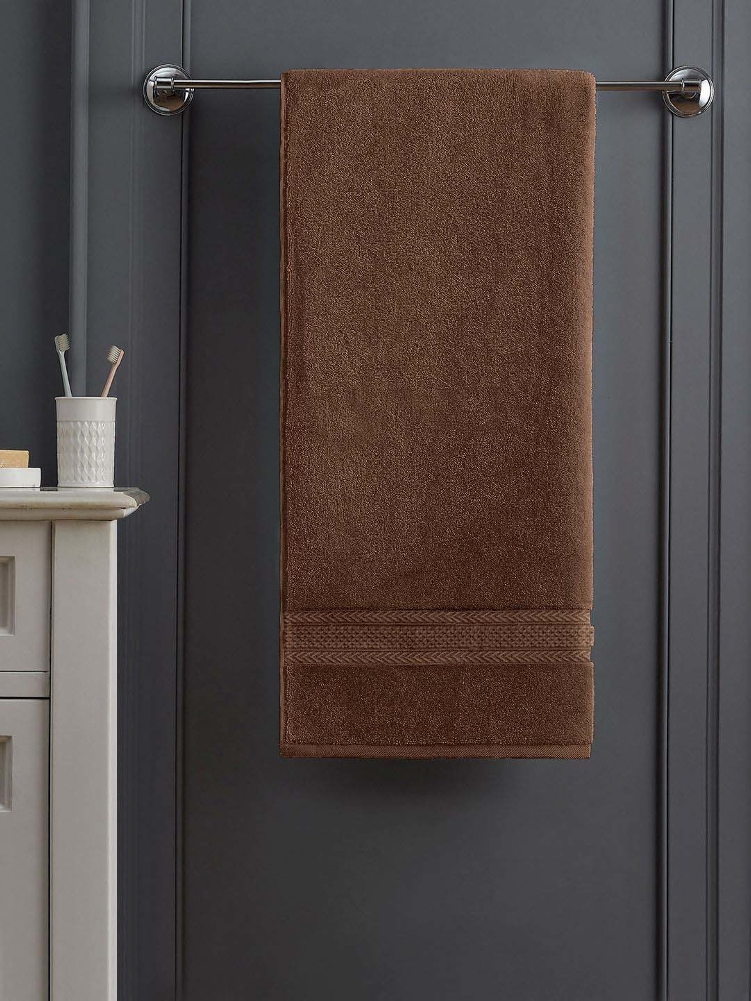 Raymond Home Fresh Brown 340 GSM Cotton Bath Towel
