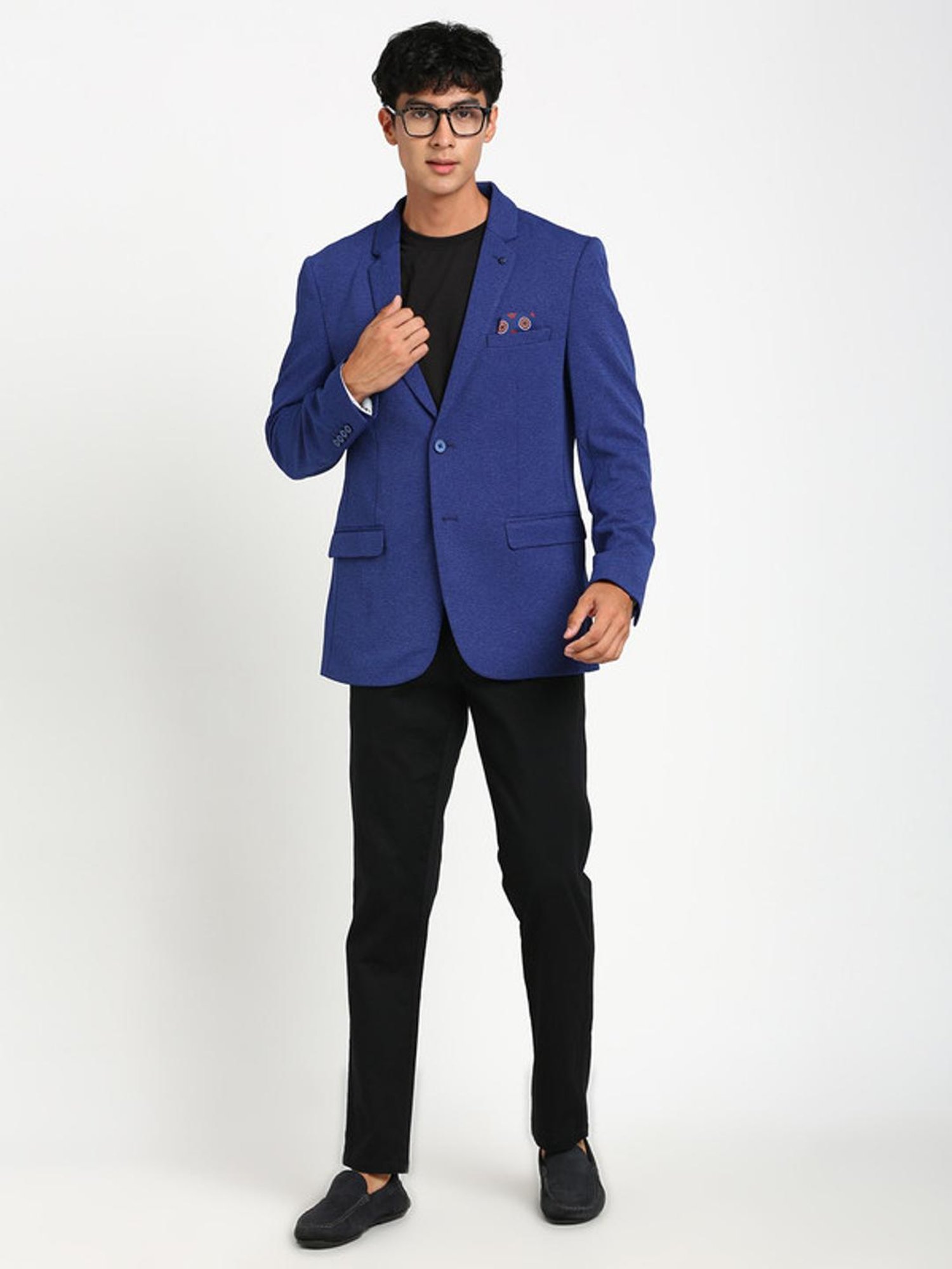 Turtle Mid Blue Slim Fit Blazer