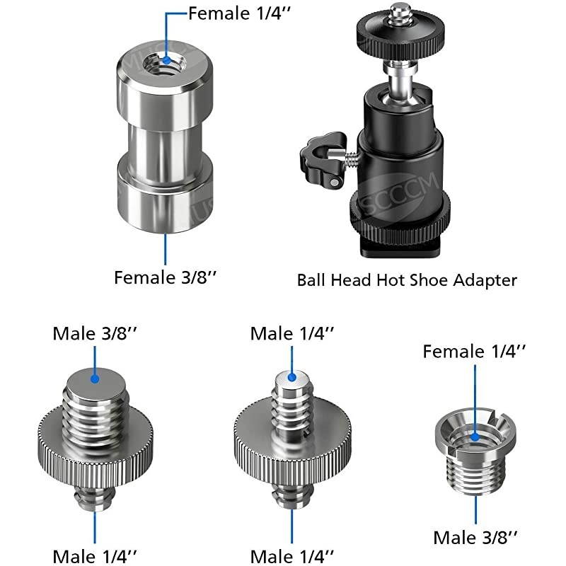 Camera Screw 21 Pcs 14 Inch and 38 Inch Converter Threaded Screws 14 Hot Shoe Adapter Mount Camera Ball Head Set for CameraTripodMonopodLight Stand