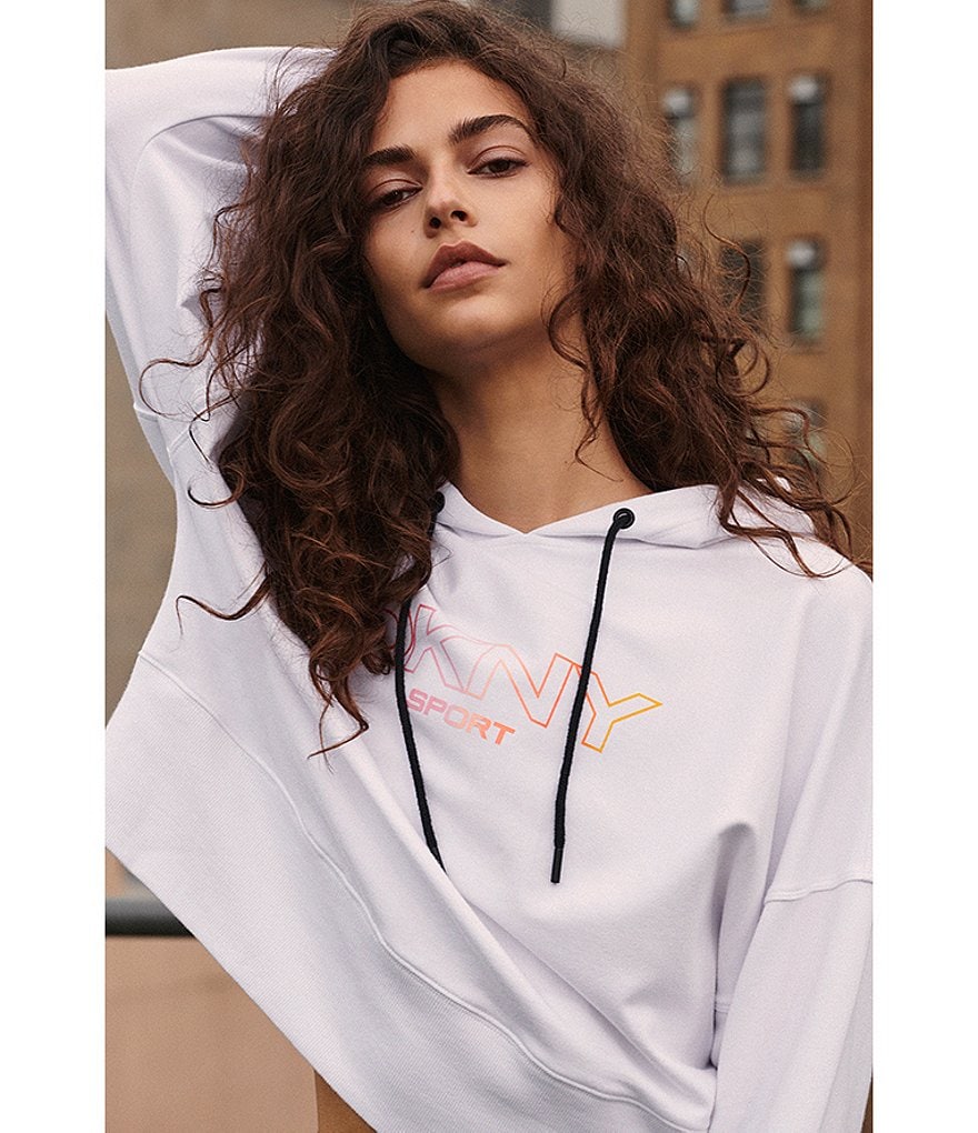 DKNY Sport Ombre Logo Cropped Coordinating Hoodie