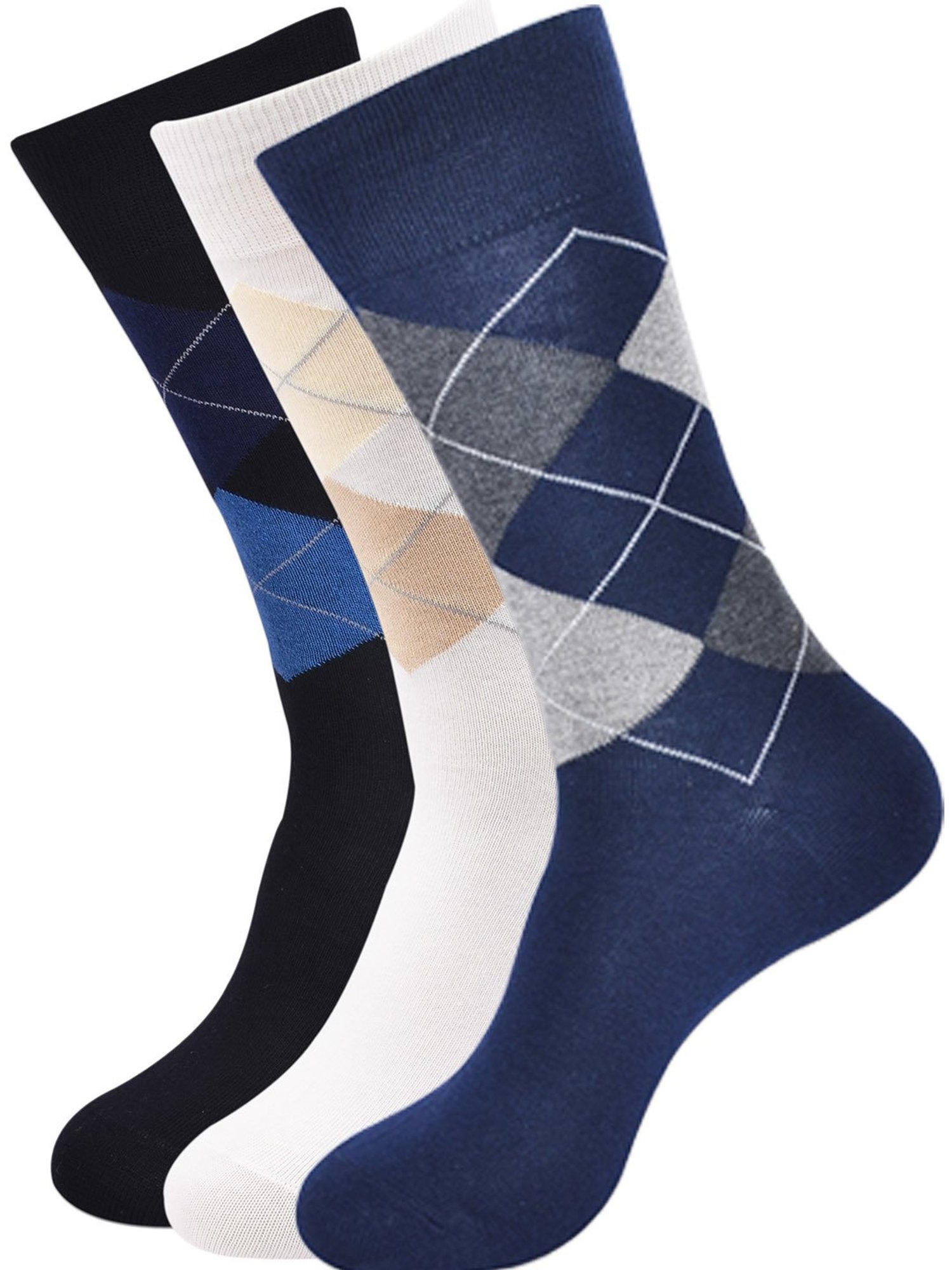 BALENZIA Classic Argyle Multicolor Printed Socks - Pack of 3