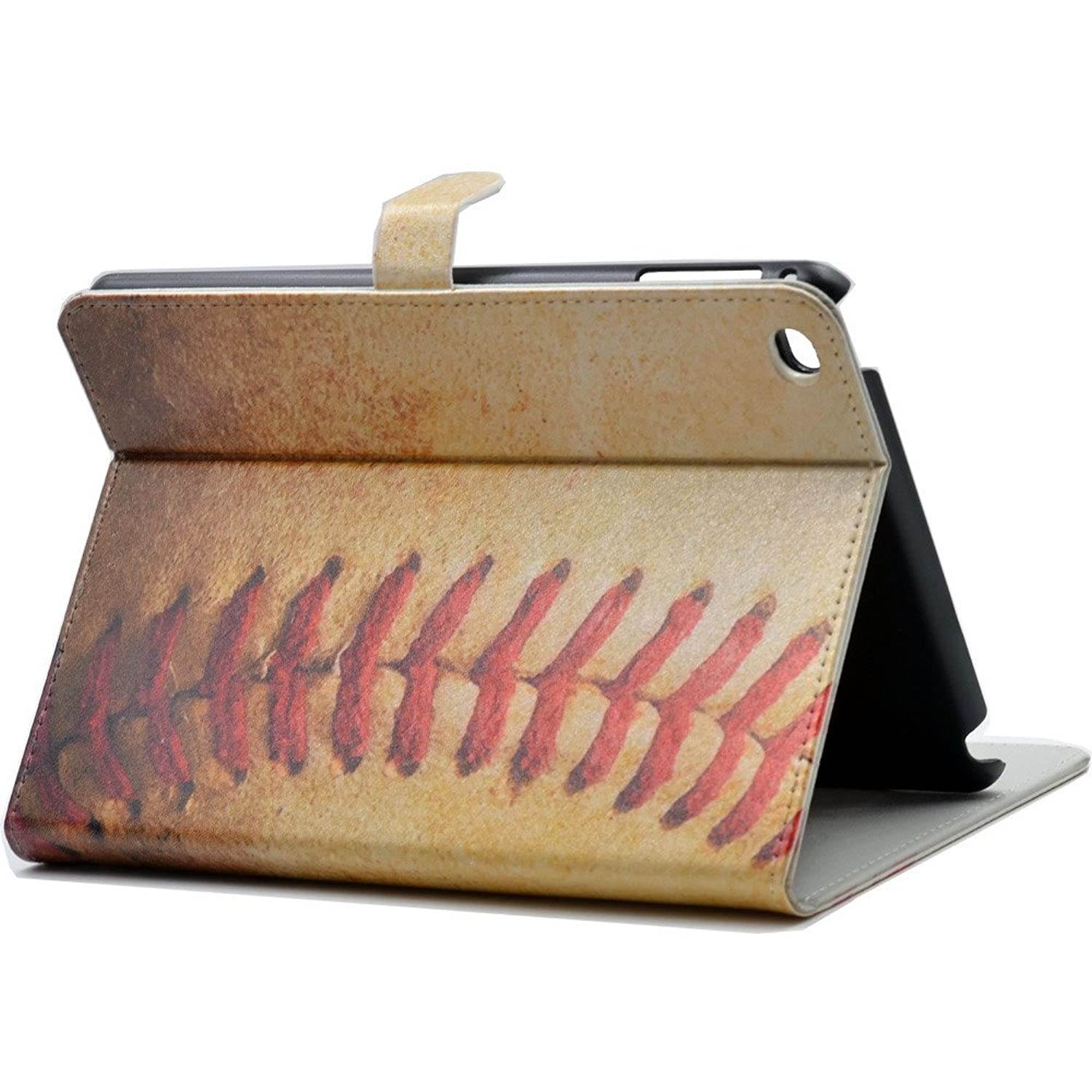 iPad Mini 4 Case Vintage Baseball Pattern Leather Flip Case Stand Cover for Apple iPad Mini 4 (2015 Edition) 7.9 inch,iPad Mini 5 5th (2019)