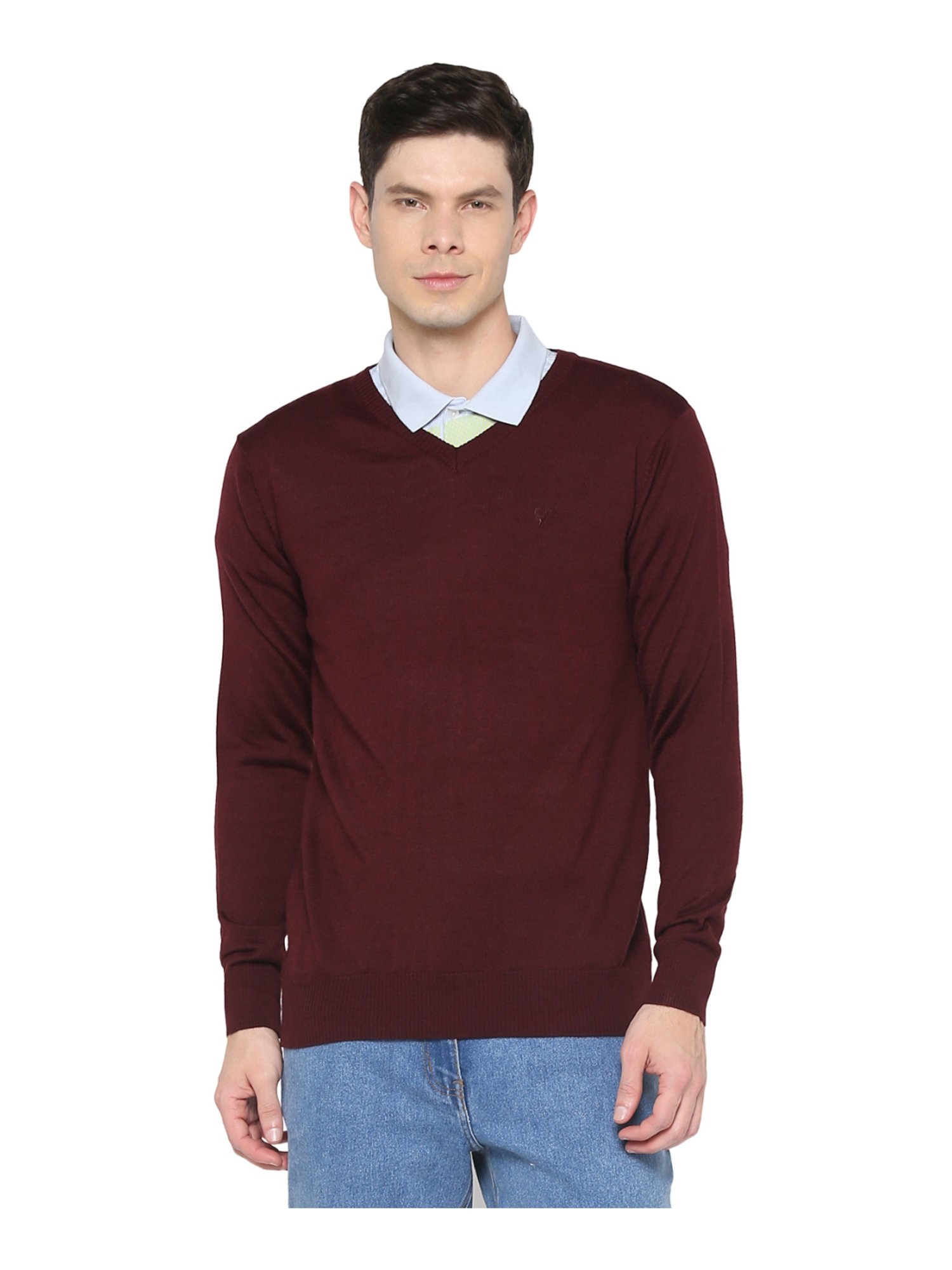 Allen Solly Maroon Regular Fit Sweater