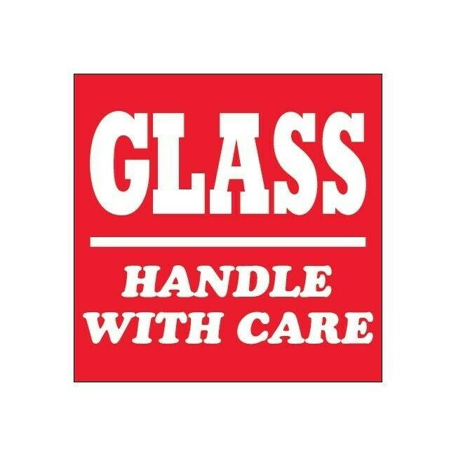 Tape Logic Labels, "Glass - Handle with Care", 3" x 4", Red/White, 500/Roll