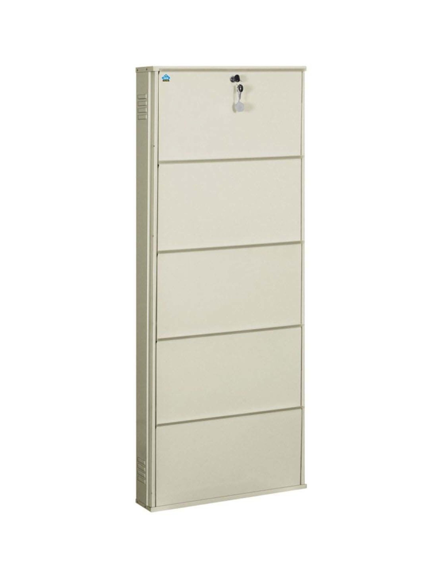 Delite Kom Metal Shoe Rack - 24" 5 Shelf, Ivory, PowderCoat, Wall Mount, DIY