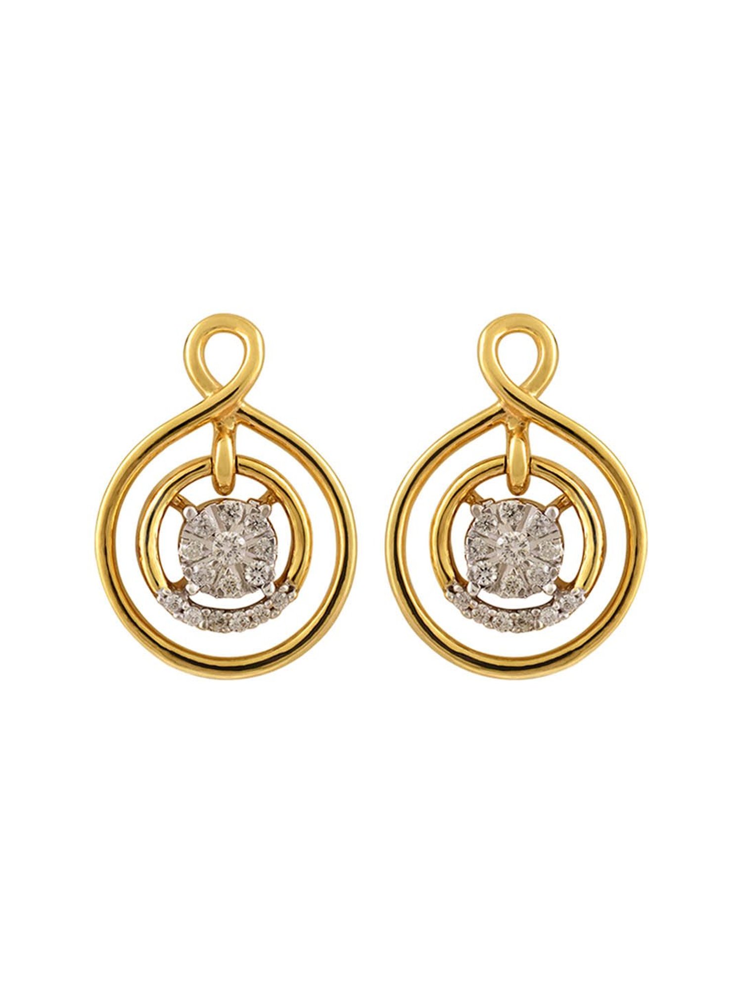 Waman Hari Pethe Jewellers 18k Gold & Diamond Earrings