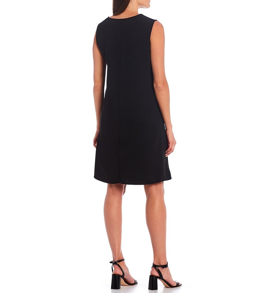 Caroline Rose Matte Crepe Scoop Neck Sleeveless A-Line Dress