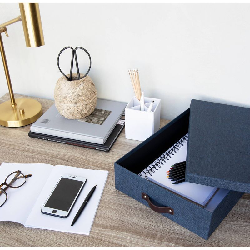 Set of 3 Oskar Canvas Document Box Blue - Bigso Box of Sweden