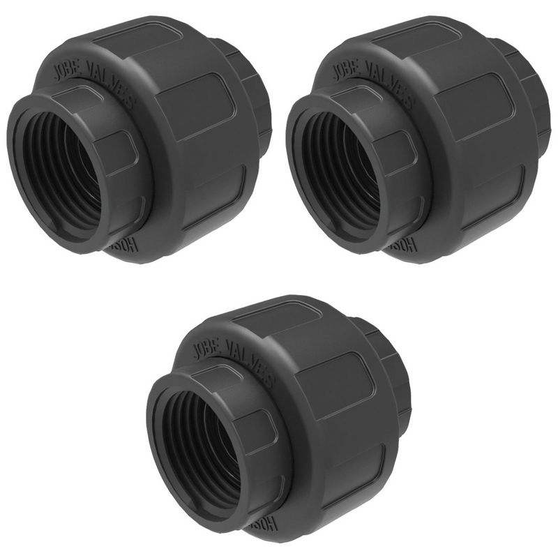 Jobe Valves J-ADF100 3/4 Inch Quick Connect Nylon Adapter Union Attachment for Indoor Outdoor Garden Hose Pipes and Faucets (3 Pack)