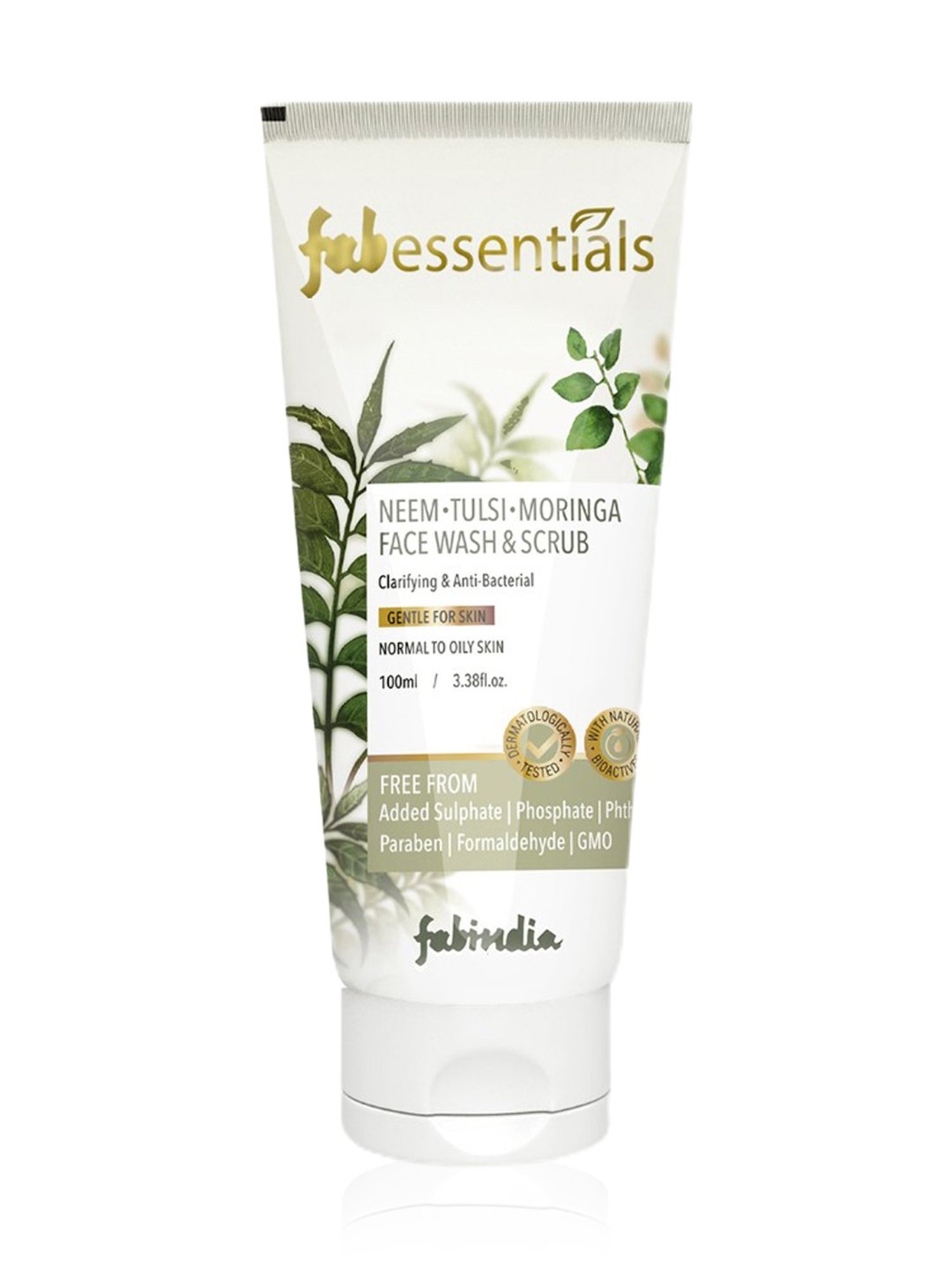 Fabessentials Neem, Tulsi, Moringa Face Wash & Scrub - 100 ml