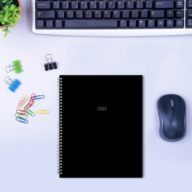 2021 Vertical Appointment Planner 8.5" x 11" Plastic Cover Weekly/Monthly Wirebound Black - Blue Sky