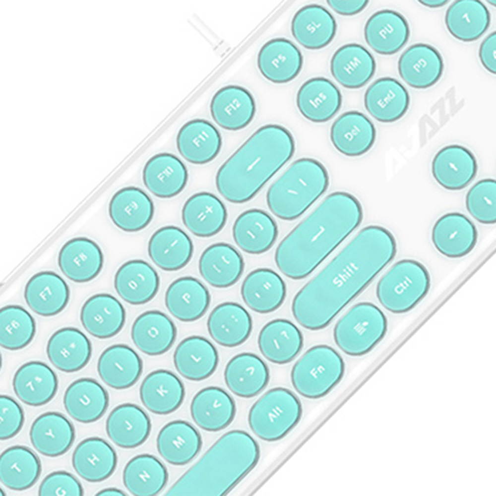 Wired Keyboard Retro Punk Round Keycap Mute White Backlit Ergonomic Slim Keyboard for Office Gamers Programmers Typists Laptop Computer