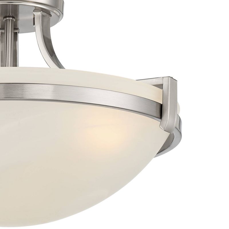 Regency Hill Modern Ceiling Light Semi Flush Mount Fixture Brushed Nickel 18" Wide Marbleized Glass Bowl for Living Room Kitchen