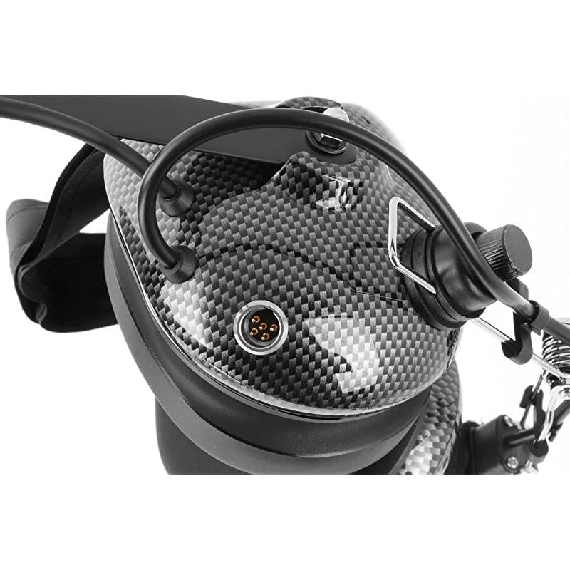 H41CF Carbon Fiber Behind The Head Two Way Radio Headset with Volume Control Knob and 35mm Input Jack for Music MP3 Players