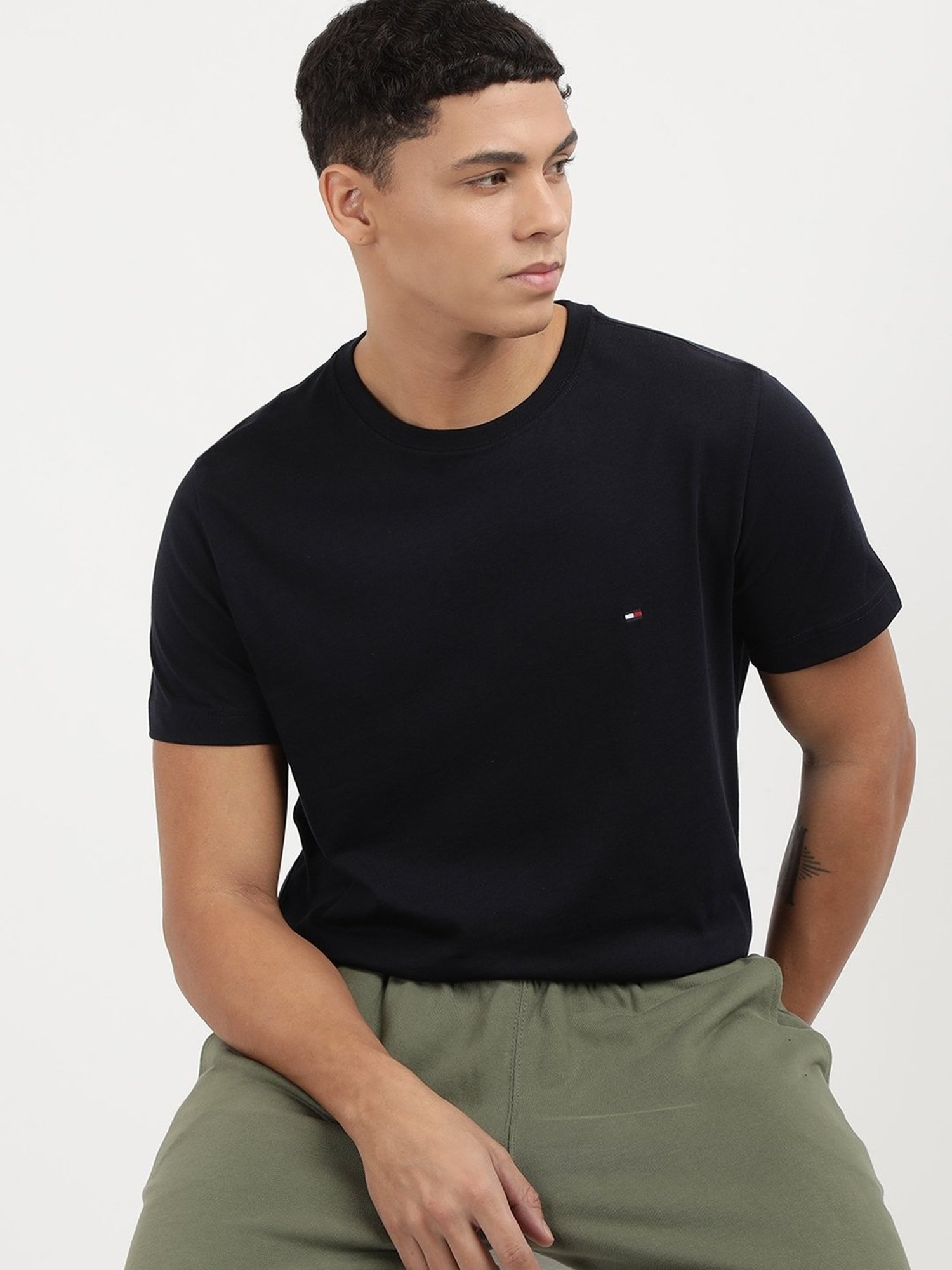 Tommy Hilfiger Desert Sky Cotton Slim Fit Solid T-Shirt