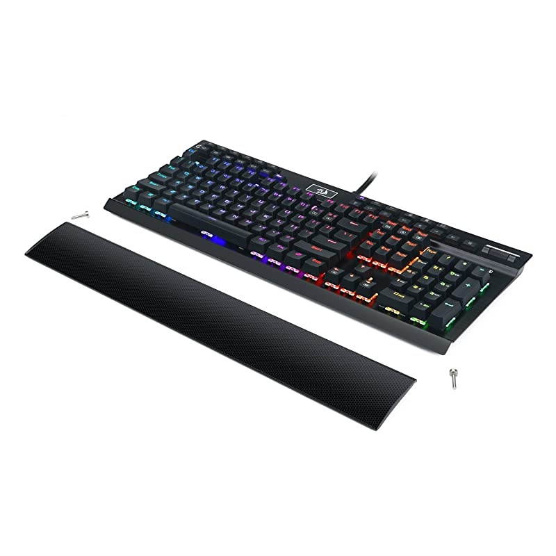 K550 Mechanical Gaming Keyboard RGB LED Backlit with Brown Switches Macro Recording Wrist Rest Volume Control Full Size Yama USB Passthrough for Windows PC Gamer Black