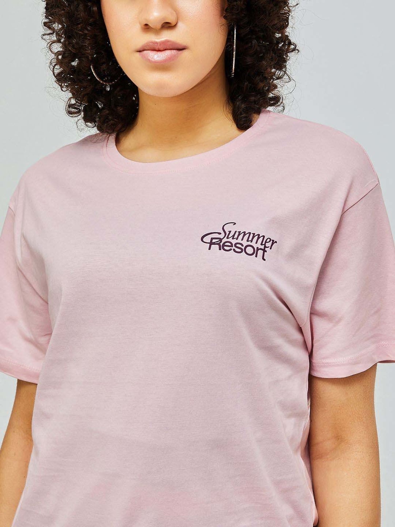 Fame Forever by Lifestyle Lilac Cotton Printed T-Shirt