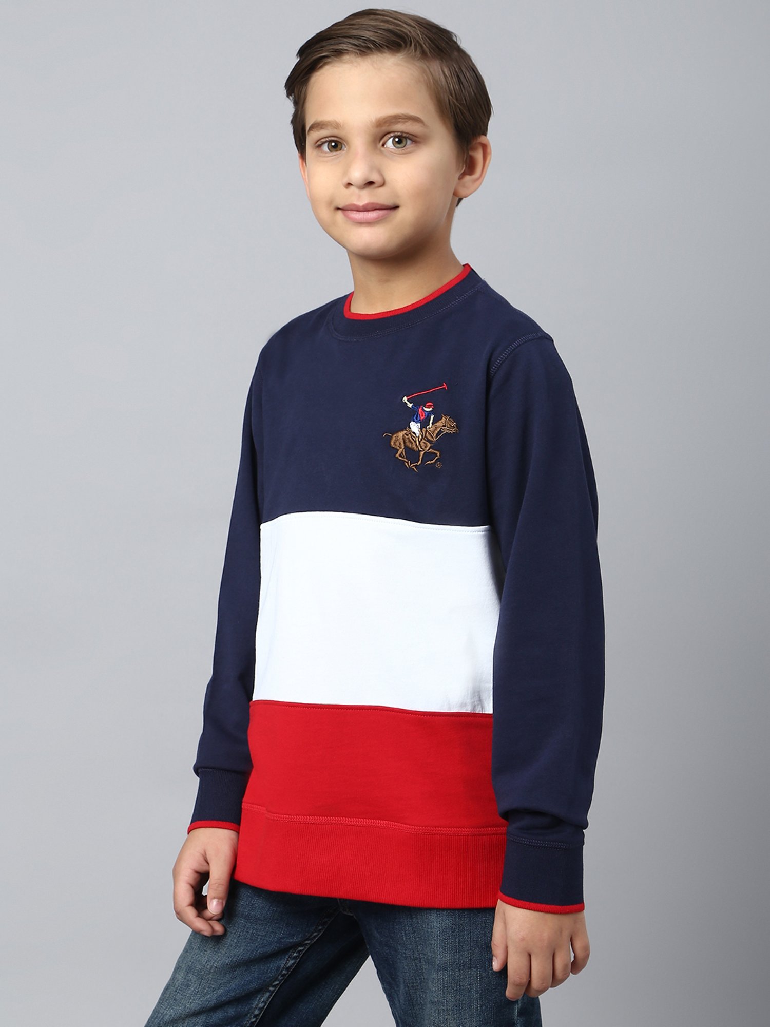 Beverly Hills Polo Club Kids Multicolor Color Block Full Sleeves Sweatshirt